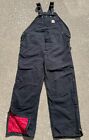 Carhartt R02 Blk Black Canvas Double Knee Insulated Chore Overalls Bibs 50X34