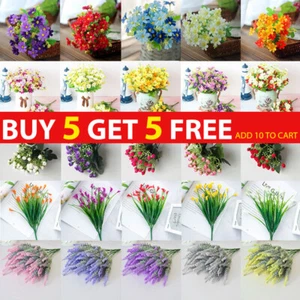 Artificial Flowers Plastic Fake Plants UV Resistant Home Garden Decor Outdoor - Picture 1 of 81