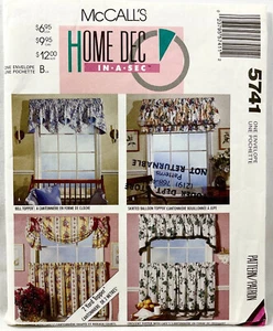 1992 McCalls Schnittmuster 5741 Fenster Behandlungen Volants Vorhänge Vintage 12248 - Bild 1 von 2