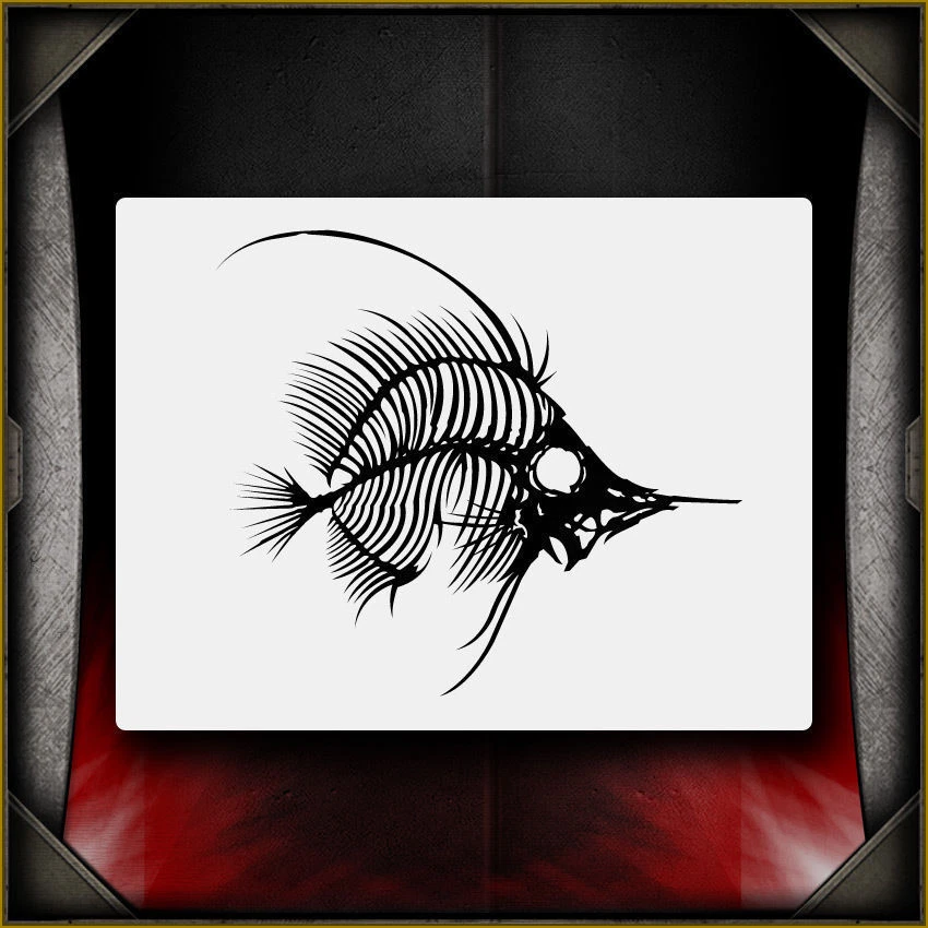 AIRSICK STENCILS Fish Bones 1 - Airbrush Stencil Template Airsick