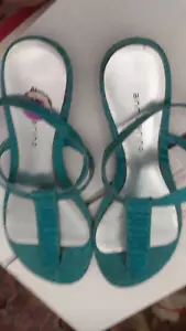Sandals Size 8.5 Thong Sandal Ankle Strap Turquoise - Picture 1 of 2