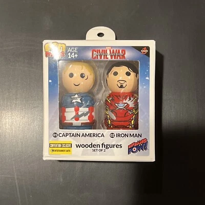 Bif Bang Pow Capitán América Guerra Civil Pin Mate Paquete de 2 Madera Exclusiva para Convención Foto 1 de 3