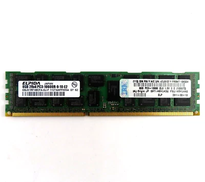 8GB RDIMM 2Rx4 DDR3 PC3-10600R 1333MHz (240 Pin) (ECC) Memory for Server - Image 1 of 2