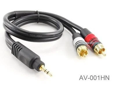 1.5ft Premium 22AWG 3.5mm Stereo Plug to 2-RCA Gold-Plated Audio Cable, AV-001HN - Image 1 of 3