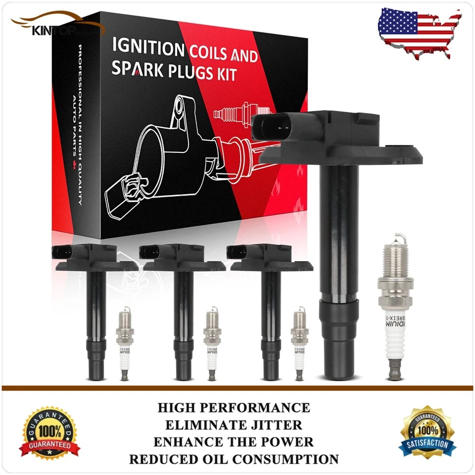 Kit de 4 bobinas de encendido y bujías de iridio para Volkswagen Sharan 2002-2007 1,8 L Foto 1 de 4