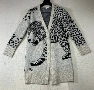 Anthropologie maglione cardigan aperto falena Lucerna stampa leopardata maglia taglia SP  - Foto 1 di 10