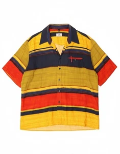 ALBA MODA Mens Short Sleeve Shirt XL Yellow Striped Viscose CK07 - Picture 1 of 5