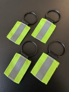 4 x fluoreszierende reflektierende Hi Vis gelb/grau Neon Schlüsselanhänger Schlüsselring Reißverschluss Ziehen - Bild 1 von 4