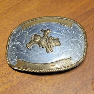 Hebilla de cinturón de rodeo occidental de plata alemana de colección Bronco jinete caballo vaquero - Imagen 1 de 11