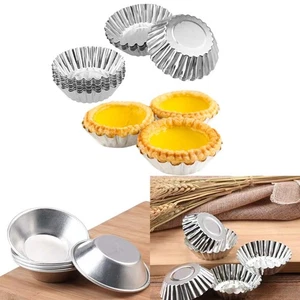 10 Pieces Aluminum Baking For Molds Non for Egg Tart Cake and Chocolates - Picture 1 of 11