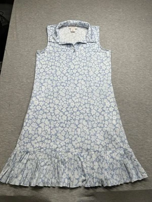 Laura Ashley Golf & Tennis Dress Blue Floral Pleated Sleeveless Collared S - Image 1 of 4