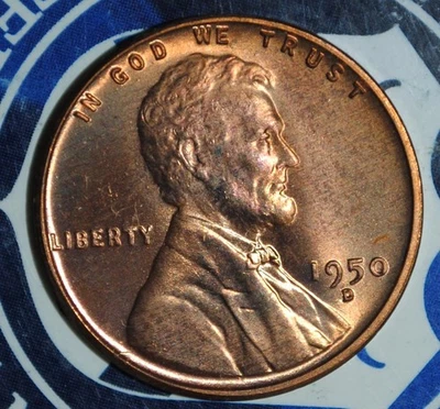 1950 D lincoln cent  {{{1A58 - Image 1 of 3