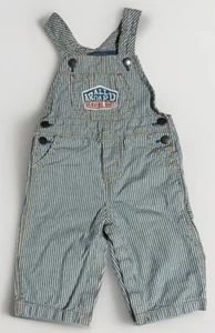 Oshkosh All Aboard Genuine Baby Striped Overalls 100% Cotton Sz. 9 Mo. - Picture 1 of 2