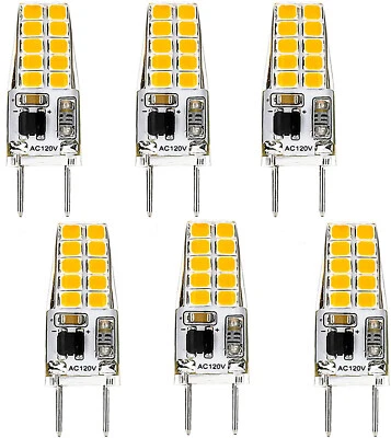 6X G8 LED Bulb Dimmable T4 JCD Type G8 Bi-pin Base 3000K For Cabinet Puck Light - Image 1 of 4