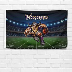 For Minnesota Vikings Football Fans 3x5 ft Mascot Flag NFL Gift Banner