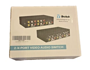 Interruptor de audio de video de 2/4 puertos Duttek negro con caja - Imagen 1 de 6