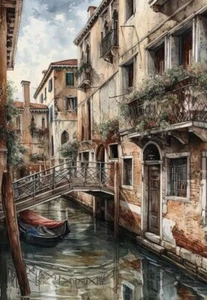 Venecia Italia Acuarela Arte de Pared Pintura Impresión Póster Cuadro A3 A4 A5 - Imagen 1 de 6