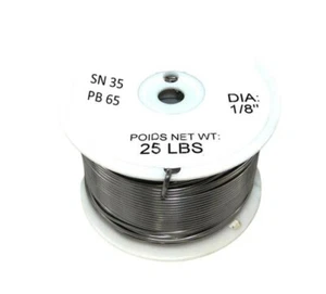 WIRE SOLDER RADIATOR 35/65 SOLID 0.125" - 25 LBS or ( 3.18 mm - 11.4 kg) SPOOL - Bild 1 von 3