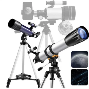 Astronomy Refractor Telescope with 70mm/90mm Lens Adjustable Tripod Phone Holder - Picture 1 of 27