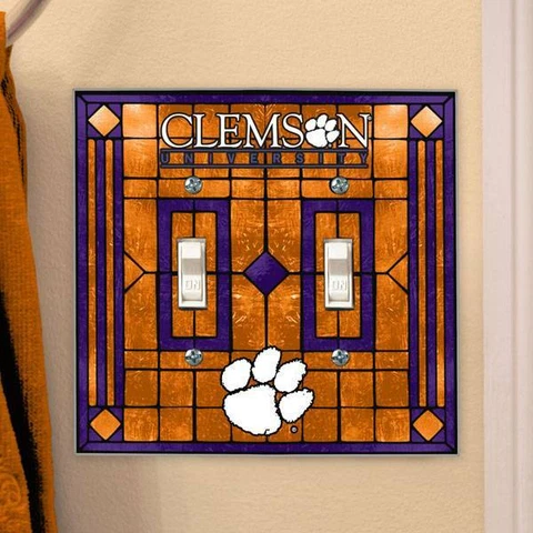 Clemson Tigers Art-Glass Double Switch Plate Cover FREE SHIPPING Cover