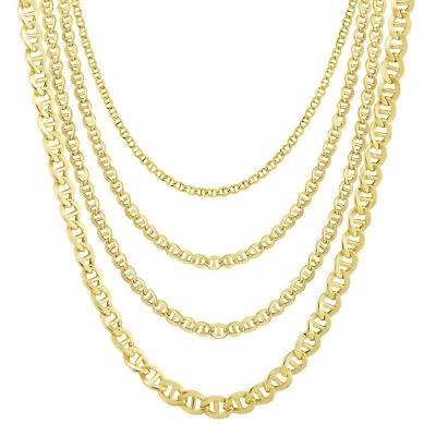 Hollow Mariner Chain Necklace Real 10K Gold Bonded 925 - Image 1 of 4