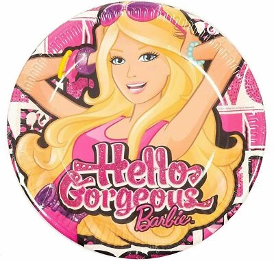Preciosos platos de fiesta de cumpleaños Barbie Hello 23 cm x 6 platos - totalmente nuevos en paquete Foto 1 de 2