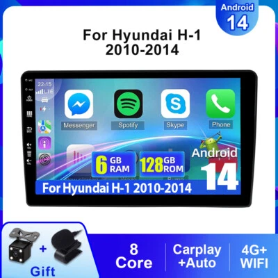 9'' Autoradio 6+128G CarPlay Für Hyundai H-1 2010-2014 Android 14 GPS Stereo IPS - Bild 1 von 4