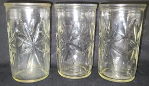 3 Vintage Ball Jelly Jar Juice Glasses with Starburst Pattern - Picture 1 of 7