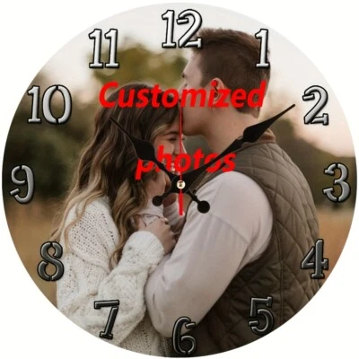 Personalized Wall Clock ,Custom photo Clock ,Customized wood Round Photo Clock - Image 1 of 4