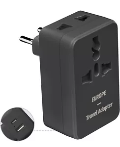 Europäischer Reisestecker Adapter, internationaler Netzstecker mit USB C, USB A Ports - Bild 1 von 7