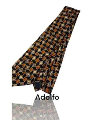 Gravata Adolfo 100% seda, 3 3/4" X 57", design abstrato/geométrico. OB-2 - Imagem 1 de 4