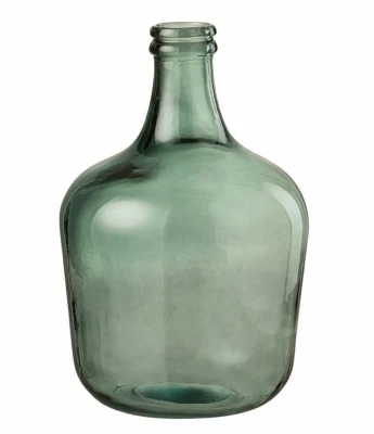 Vase bauchig formschön grün aus Glas mit schmalem Vasenhals - Bild 1 von 3