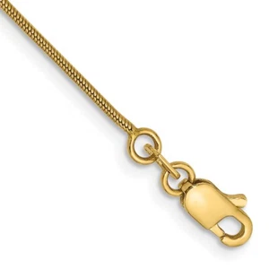 14k Yellow Gold .9mm Round Snake with Lobster Clasp Bracelet for Women 8" - Picture 1 of 2