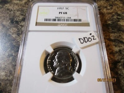1957 PROOF JEFFERSON NICKEL NGC PF 68 DDO #2 STAR NOT LISTED ON SLAB    144 - Image 1 of 3