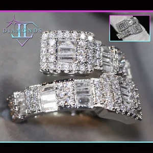 Iced Out Baguette Diamond Ring | Simulated Diamond Ring | Womens Baguette Ring - Picture 1 of 9