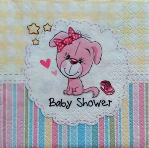3X Paper Design Napkins Decoupage Craft Tissue Pink Hippo Cute Puppy Baby Shower - Picture 1 of 3