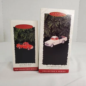 Lot of 2 Hallmark All American Trucks Christmas Ornaments 55 Chevy 56 Ford New - Picture 1 of 11