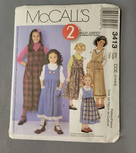 McCalls #3413 Sewing Pattern 2 Hour Jumpers Dresses Girls Size 3-4-5-6 UNCUT - Picture 1 of 4