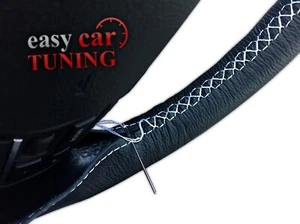 Für Volvo S80 2007-2016 schwarz Echtleder Lenkradbezug weiß st - Bild 1 von 2