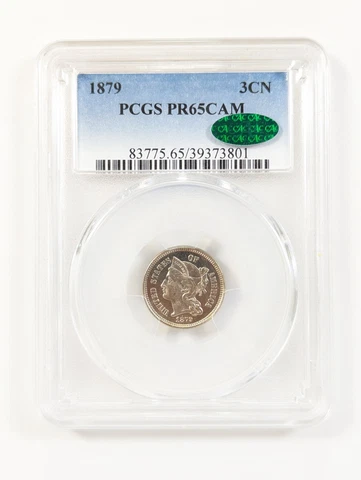 1879 Three Cent Nickel 3CN PCGS PR65 CAM Green CAC Cameo Cover