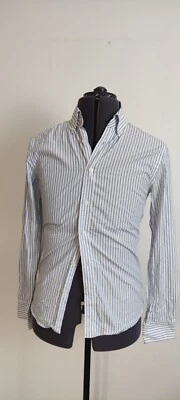 Tiger of Sweden Hombre Casual Manga Larga Algodón Camisa Blanco Azul Rayas 38 Slim Foto 1 de 4