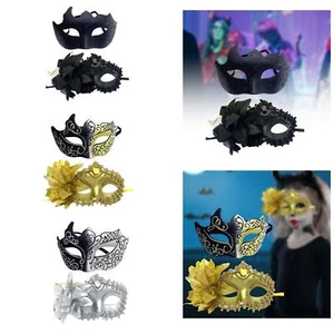 2Pcs Half Face Mask Costume Carnival Couple Masquerade Mask Set Sequins Mask for - Picture 1 of 10