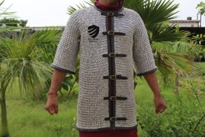 Chainmail Shirt, 10 mm Aluminium Flat Ring Riveted Front Open Reenactment Armor - Picture 1 of 8