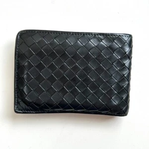 BOTTEGA VENETA Authentic Leather Bifold wallet in intrecciato black - Picture 1 of 9
