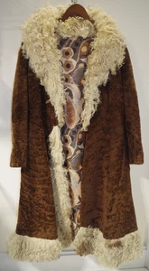 10B Vintage schweres Lammfell Schaffell lockiger Pelzbesatz individueller Mantel Paisley Futter - Bild 1 von 20
