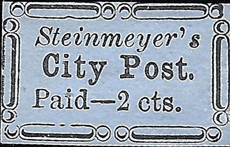 US Scott #4LB19 MN VF 2 Cent 1859 Steinmeyer's City Post Carriers Stamp CV 4500 - Image 1 of 1