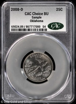2008-D 25C Oklahoma State Quarter CAC Choice BU Sample - Image 1 of 4