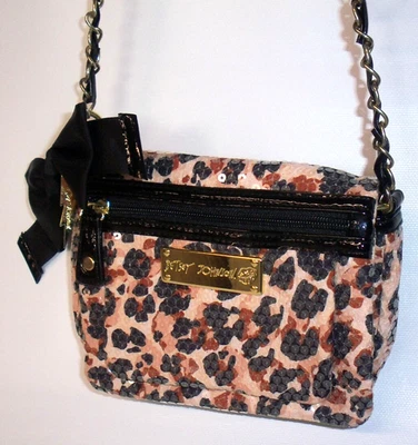 Betsey Johnson Full Sequined Small Crossbody Purse Bag Brazilian Cheetah - Image 1 of 4