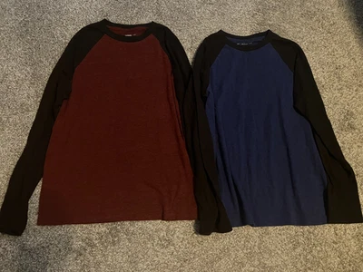 Лот из 2 мальчиков городской трубопровод реглан длинным рукавом рубашка синий красный и черный размер XL - Изображение 1 из 4