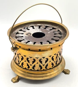 Estufas antiguas de latón con asa e inserto calentador de té estufas de té té Rechaud - Imagen 1 de 13